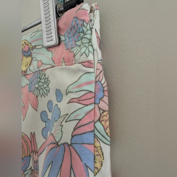NEW Talbots Canvas A Line Skirt 4 Petite Ivory Pastel Jungle Tropical Parrot 4P - Picture 12 of 15